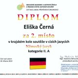 Eliška Černá - 2. místo v krajském kole soutěže cizích jazyků